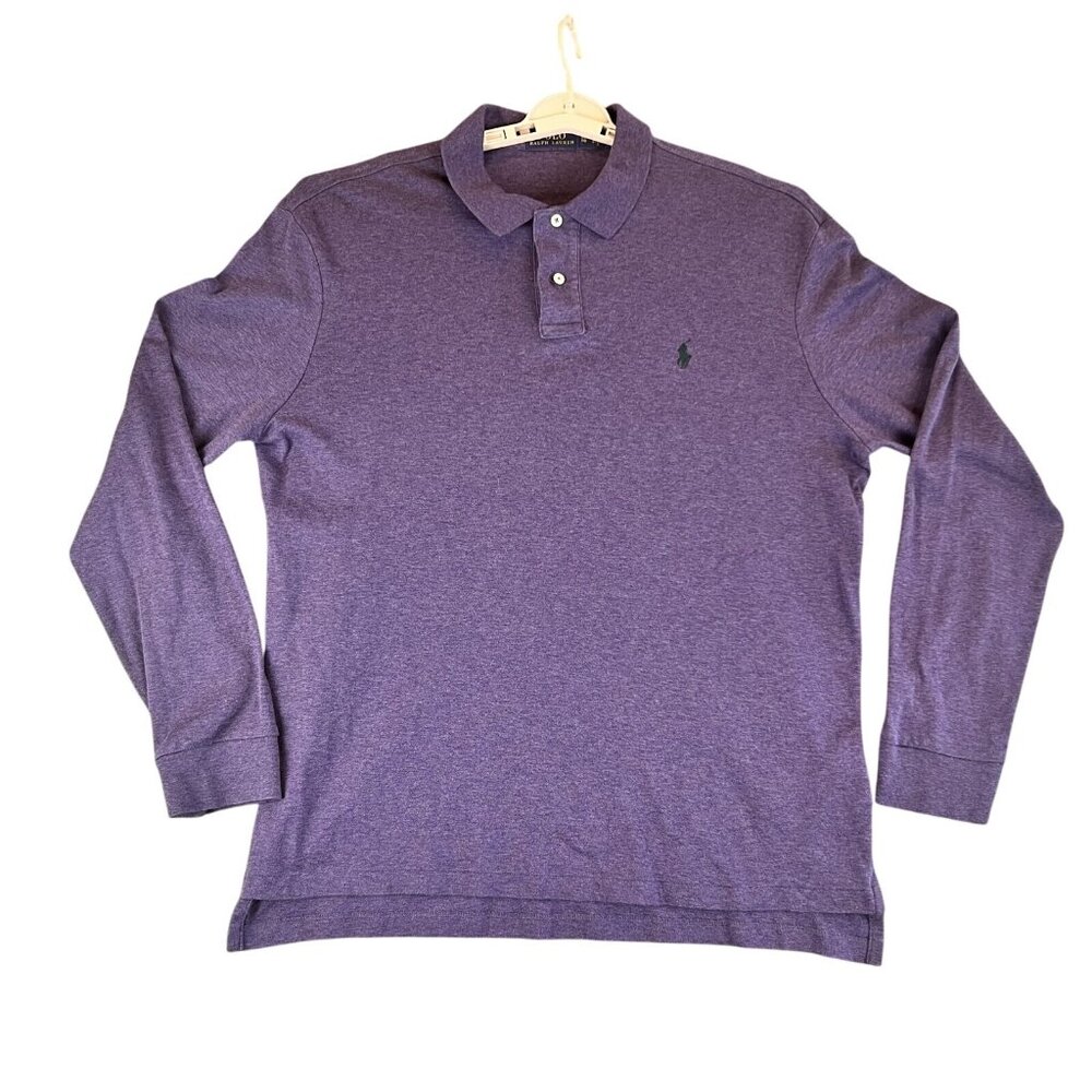 Polo Ralph Lauren Polo Shirt Mens XL Purple Long Sleeve Classic Fit Pony Casual